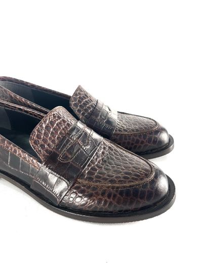 Kadın Hakiki Deri Loafer  KAHVE CROCO resmi