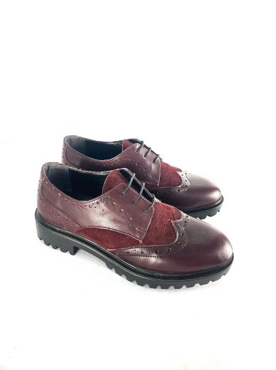 Lujo Hakiki Deri Kadın Loafer  BORDO SÜET-BORDO DERİ resmi