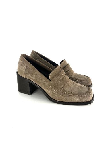 Picture of Lujo Hakiki Deri Kadın Topuklu Loafer  VİZON SÜET 05.23-J22197002VİZON SÜET
