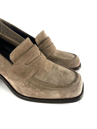 Picture of Lujo Hakiki Deri Kadın Topuklu Loafer  VİZON SÜET 05.23-J22197002VİZON SÜET