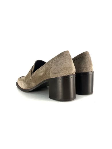 Picture of Lujo Hakiki Deri Kadın Topuklu Loafer  VİZON SÜET 05.23-J22197002VİZON SÜET