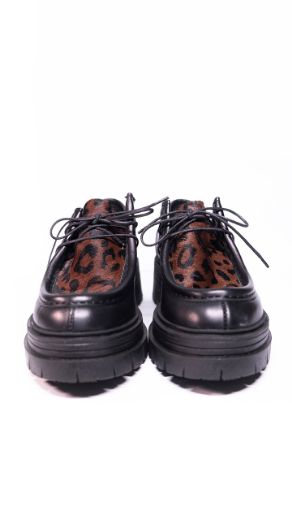 2602 Sısley Loafer  SİYAH DERİ-LEOPAR resmi